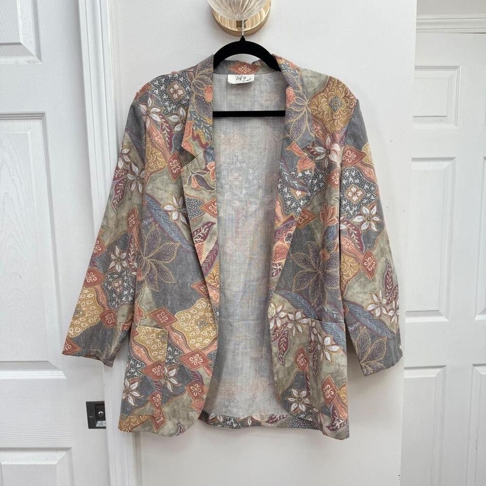 Vintage Tofy Boho Linen Floral Fall Jacket